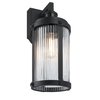 Westinghouse Fixture Wall Outdoor 60W Motion Snsr Armin, Textured Black Clear Ribbed Glass 6120600